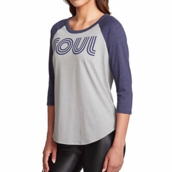 Chaser Women’s ‘Soul’ Graphic Raglan / Baseball Shirt Size Large - Picture 1 of 9